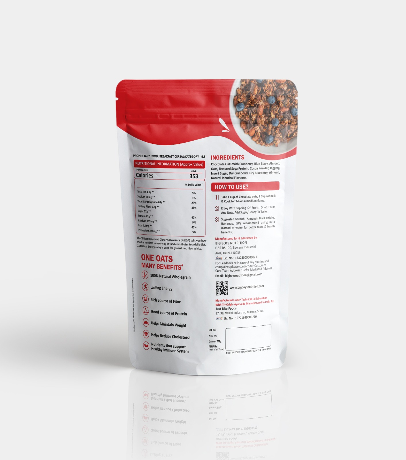 Big Boys Nutrition High Protein Oats – Chocolate Mixnut (Gluten Free) - Image 3