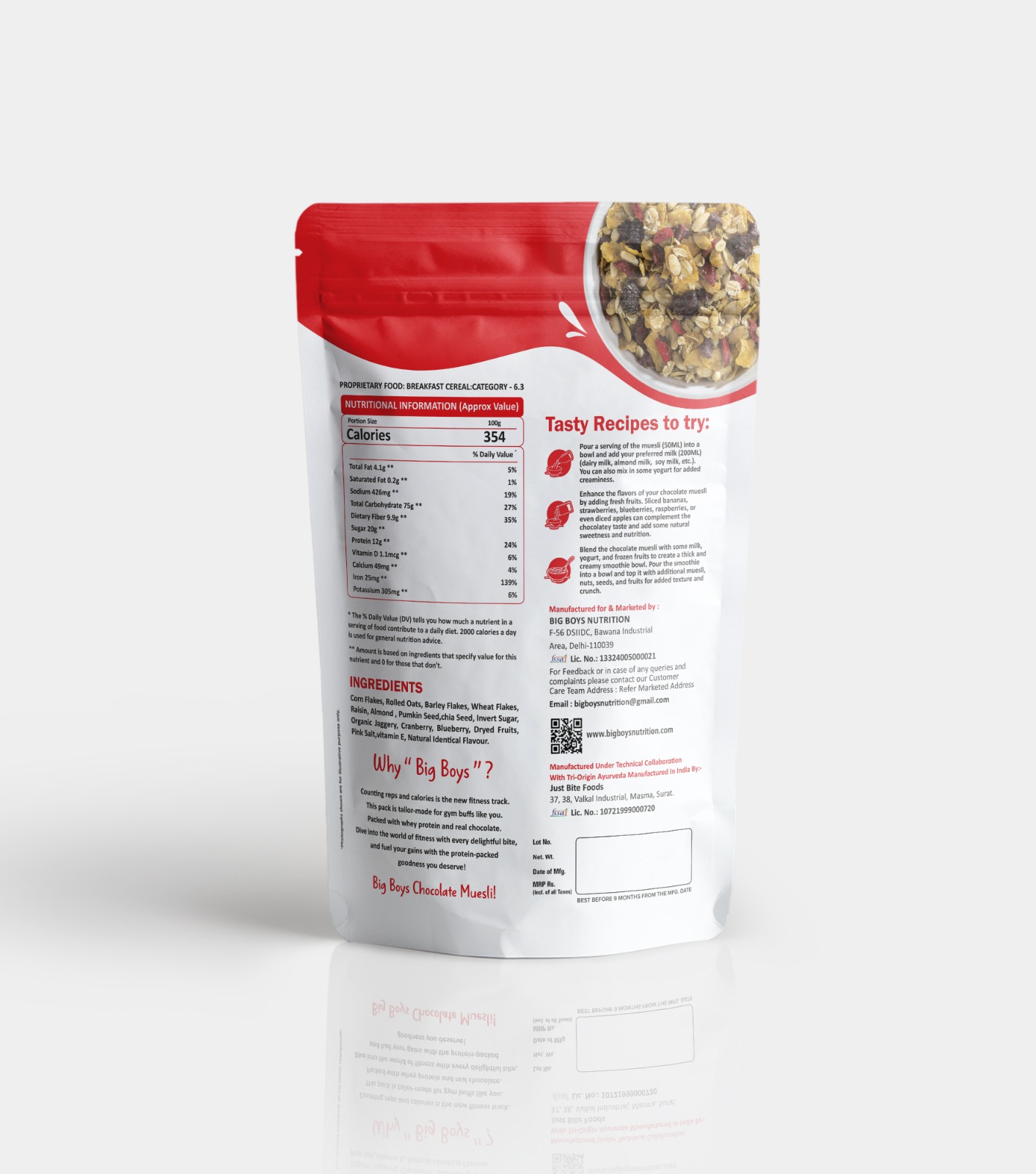 Big Boys Nutrition High Protein Muesli – Chocolate, Fruit & Nut (Gluten Free) - Image 3